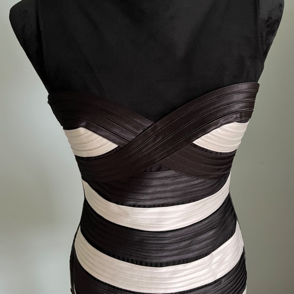 BCBGMaxAzria Black & White Striped Mara Cocktail Mini Dress 8 - Picture 7 of 16